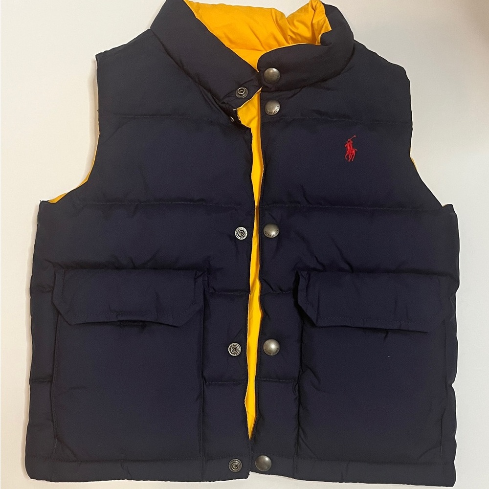 Polo by Ralph Lauren Kids Puffer Vest in Navy and Yellow